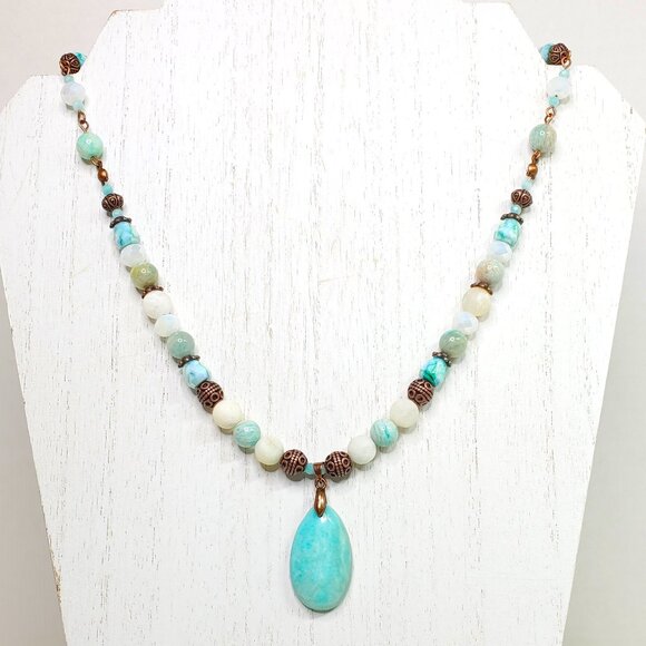 Amazonite and Crystal Necklace - Picture 1 of 11